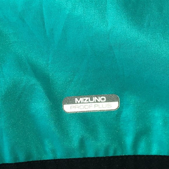 MIZUNO Athletic Windbreaker Warm Up Jacket Teal Green.  Black.  Mock Neck Zip M - Picture 3 of 12